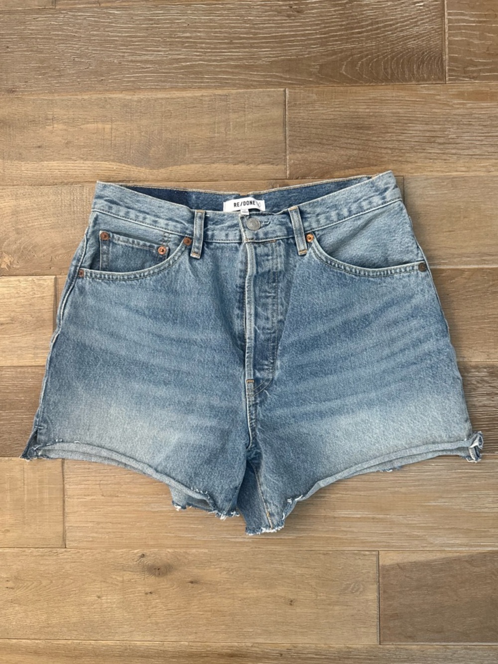 Re/Done High-Rise Light Blue Denim Jean Shorts